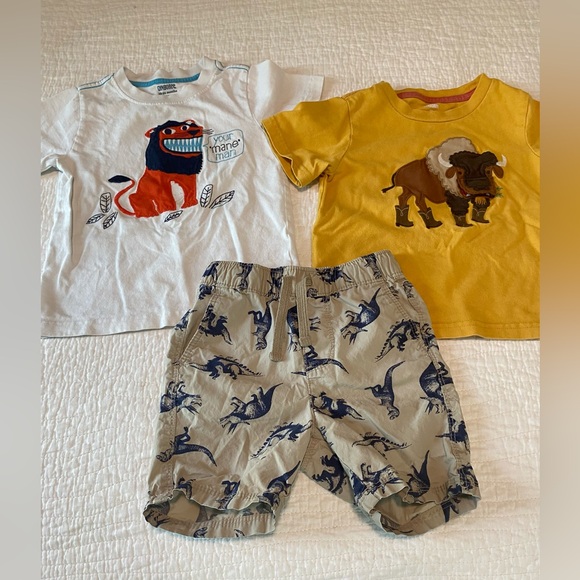 Bundle of Two Gymboree Shirts and One Old Navy Dinosaur Shorts, 18-24 Months, 2T - Picture 1 of 10